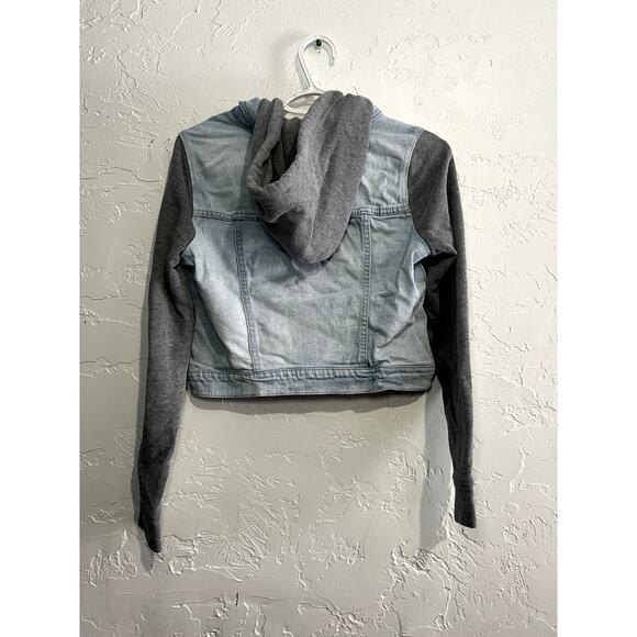 Hollister cropped denim jean jacket womens small y2k 2000s trendy rocker punk - Picture 4 of 7